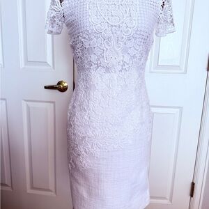 ANTONIO MELANI White Floral Lace Midi Dress